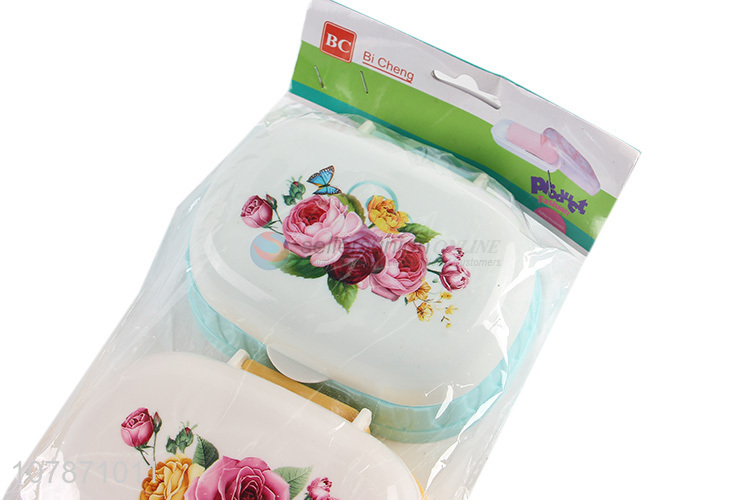 Hot selling rose printed waterproof plastic travel soap case