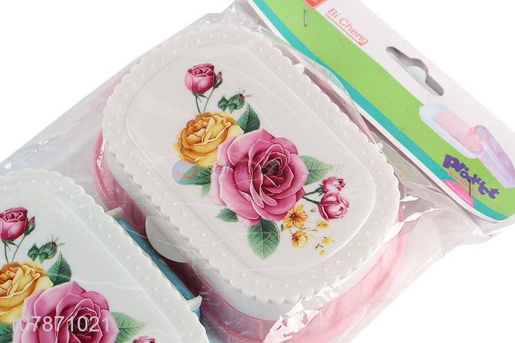 New arrival rose printed plastic soap box travel soap holder