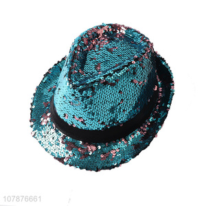 Latest arrival unisex reversible sequin party hat jazz hat