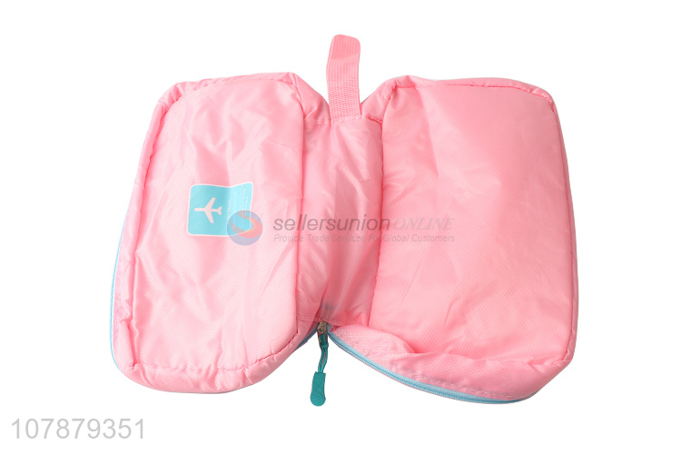 Hot sale pink portable waterproof cosmetic bag for ladies