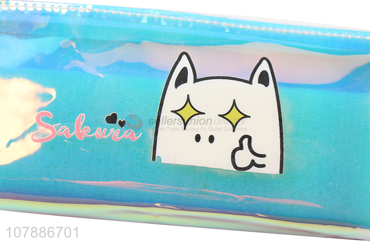 Creative design blue cartoon plastic pencil case for student