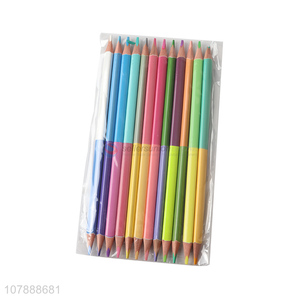 China manufacturer stationery 12 pieces double-ended wooden colored pencils