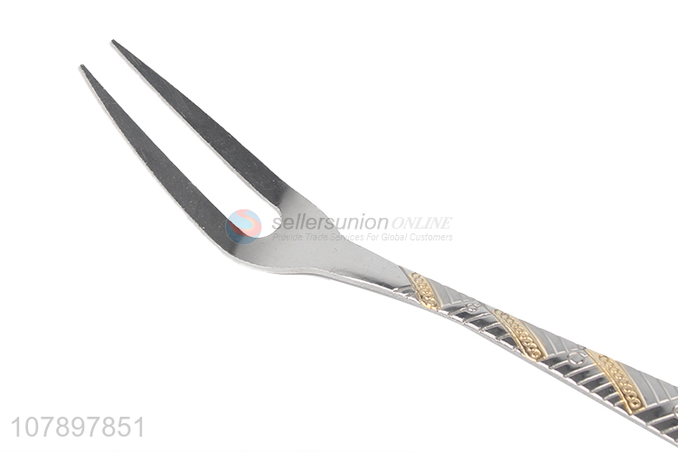 Good quality silver stainless steel carved meat fork