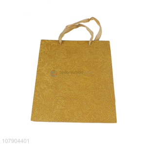 High quality golden paper hot stamping portable gift bag