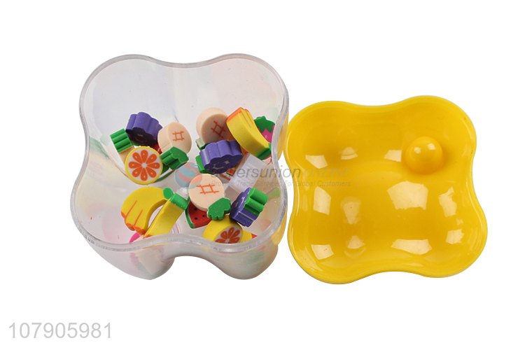 Newest Fruit Shape Mini Eraser Set With Tooth Shape Box