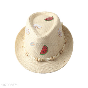 Wholesale creative fruit sequin straw hat beach fedora panama sun hat