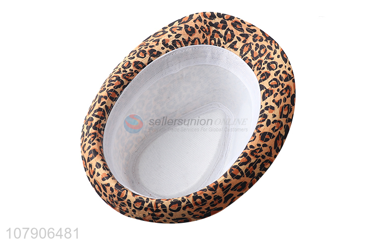 Best selling stylish leopard print fedora jazz hat photography props