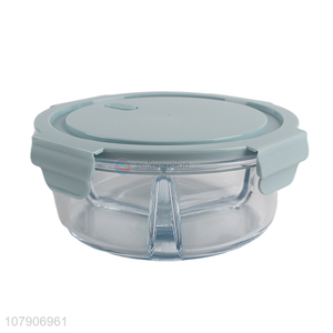 Latest arrival round durable glass three-compartment crisper