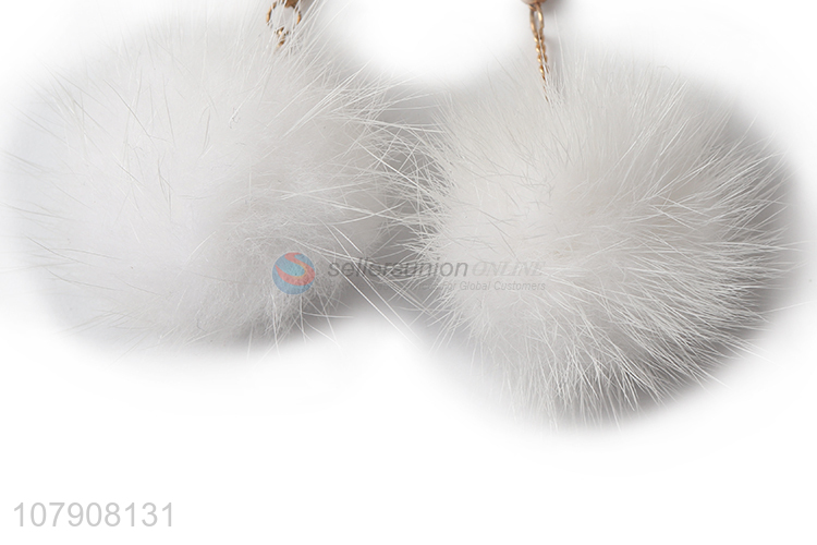 Online wholesale white plush ball earrings for women jewelry