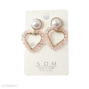 New design fashion style heart shape women jewelry earrings with pearls