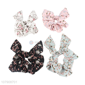 Factory supply trendy floral print hair scrunchies women ladies hair ties