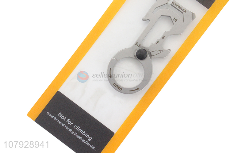 Factory price silver stainless steel multi-function keychain for outdoor