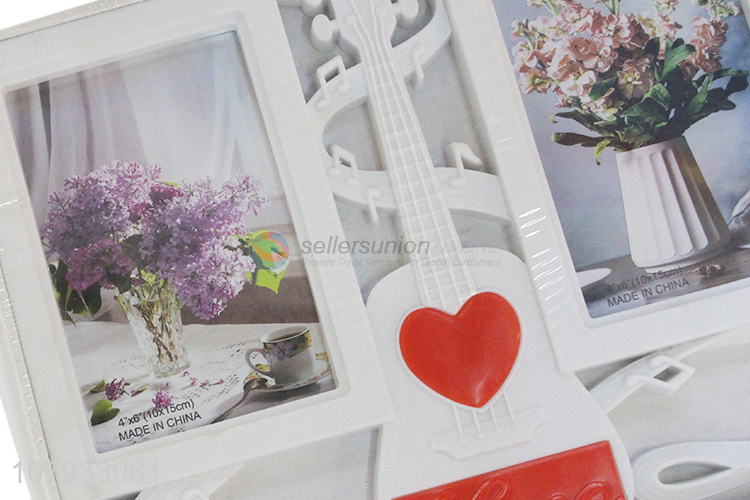 Hot selling two openings plastic combination photo frame for home décor