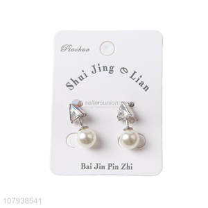 Hot selling silver women earrings with pearl pendant for jewelry