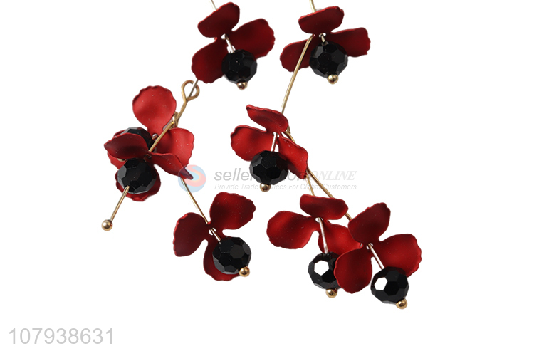 Yiwu wholesale delicate design flower pendant earrings jewelry for lady