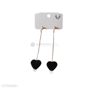 China wholesale women metal stud earrings with heart shape pendant