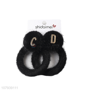 China products black fuzzy stud earrings for women jewelry