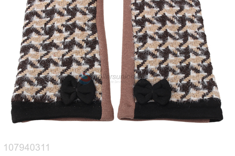 China supplier ladies winter gloves fuzzy houndstooth car driving gloves