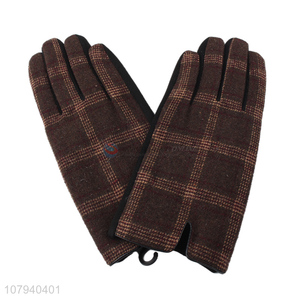 New arrival ladies winter gloves checked outdoor car driving gloves