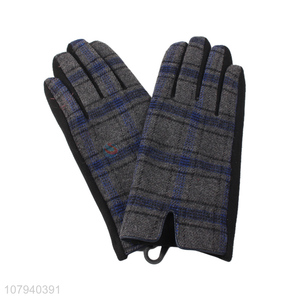 Top product women winter gloves check pattern cycling sport gloves