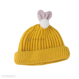 Factory supply lovely baby kids winter knitted beanie cap rabbit ear hat