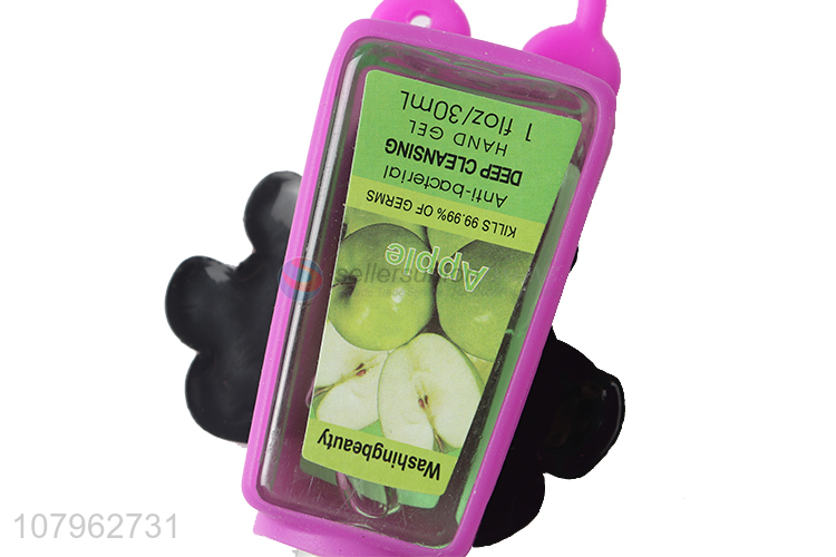 China supplier apple aroma hand sanitizer with cartoon silicone holder