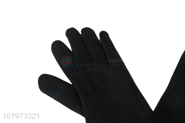 New arrival black thick embroidered gloves ladies warm gloves