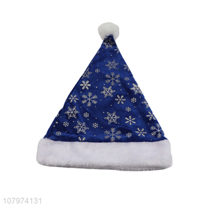 Yiwu wholesale blue printing plush christmas hat party decoration