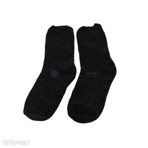 Factory wholesale solid color women chenille socks ladies thermal socks