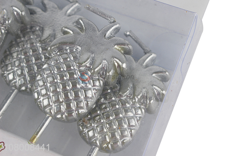 Good quality creative fruit candles silver pineapple shape birthday candles