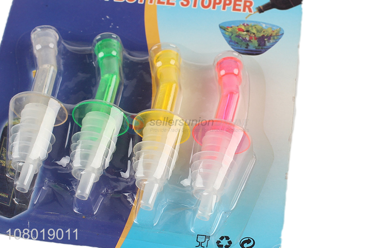 New Design 4 Pieces Plastic Bottle Stopper Wine Aerator Pourer