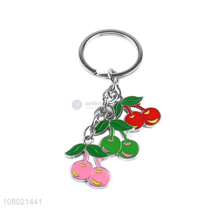 Top product zinc alloy keychains enamel key ring cherry key chain