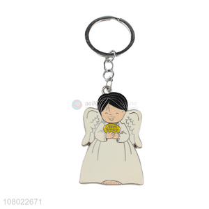 Popular product cartoon angel keychains epoxy key chain key rings