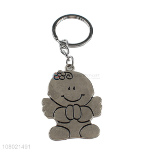 Wholesale cartoon metal pendant key chain silver key rings keychains