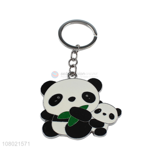 Hot selling metal pendant key chain enamel key ring panda keychains