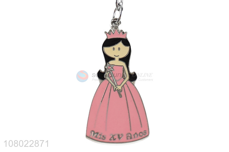 Low price zinc alloy metal keychains beautiful princess key chains