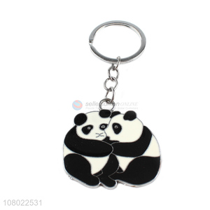 Low price cartoon metal keychains panda key chains key ring keyring