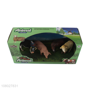 Best selling multicolor boxed farm animal toy model suit