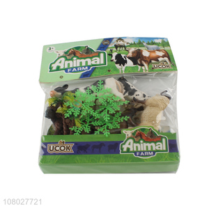 China market multicolor boxed creative toy farm with tree animal set