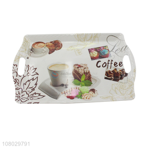 Latest imports custom printed rectangular melamine serving tray for cafe