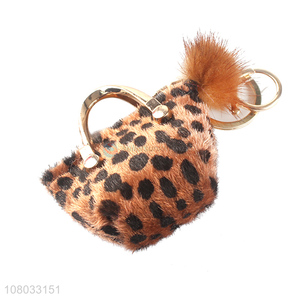 New arrival yellow leopard print coin purse keychain pendant