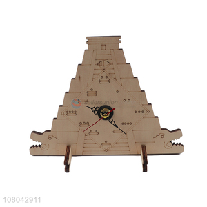 Online wholesale 3D wooden clock puzzle 3D assembling model toy