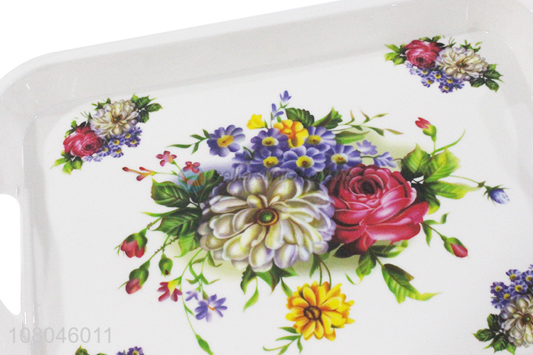 Fashion Printing Melamine Tray Serving Tray With Handle