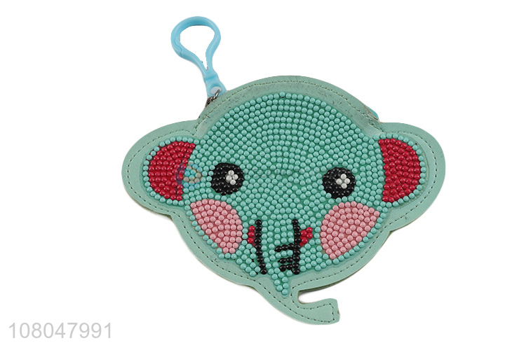 New arrival green cartoon elephant DIY sticker diamond coin purse