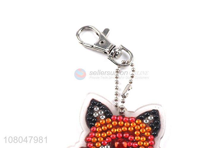 High quality creative DIY stickers diamond fox keychain