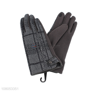 Factory direct sale grey fashion fleece lined gloves for women