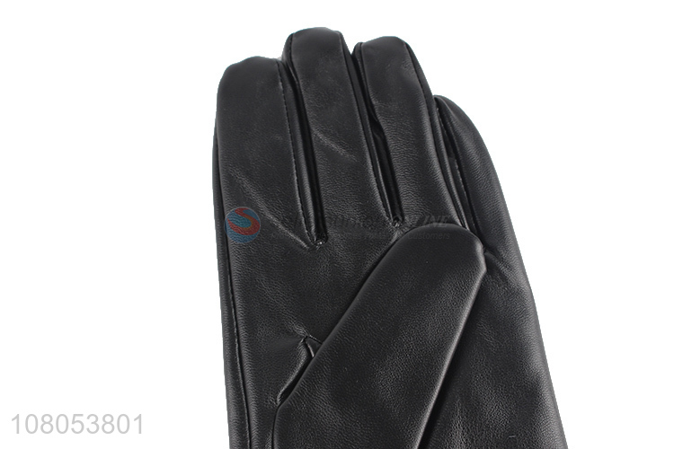 New product black leather gloves winter windproof gloves