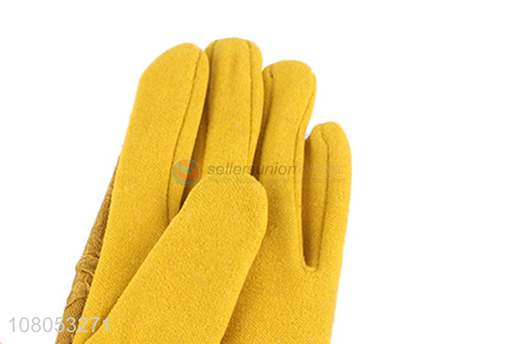 New arrival yellow fashion portable outdoor gloves for ladies