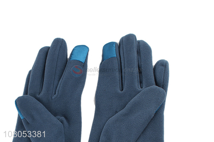 China supplier blue fashion gloves ladies outdoor warm gloves