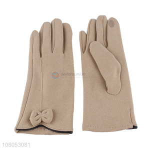 Good sale apricot color ladies cold gloves creative touch screen gloves